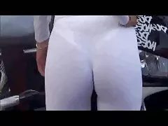 Heta arrangören vit spandex rem rumpa