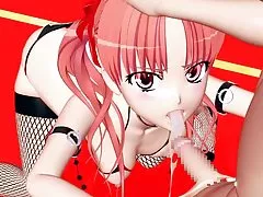 Rosa haired 3d hentai tonåring flicka hardcore sex